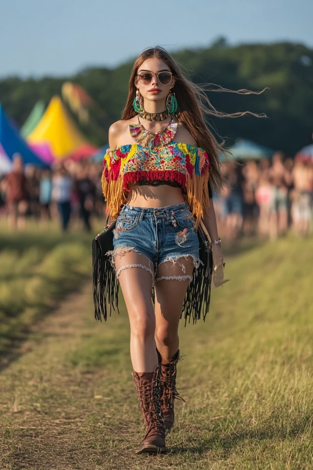Playful Outdoor Music Festival Looks with Fringe Bags: Boho-Chic Style for Dancing Under the Sun