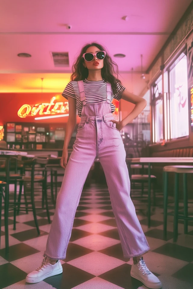 Wide-Leg Denim Overalls for Retro Styling: A Timeless Classic