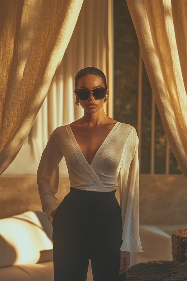 Fitted Wrap Tops with Statement Sleeves: The Perfect Blend of Elegance and Drama